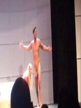 Joaquin Ferreira nude on stage showing his huge cock